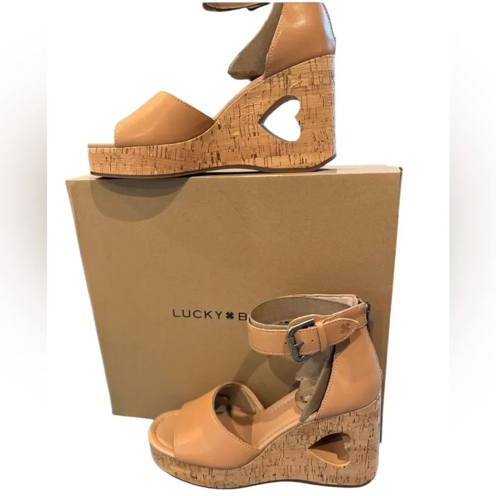 NWT LUCKY BRAND HIMMY PLATFORM HEART WEDGE‎ SANDALS WOMENS SIZE 10